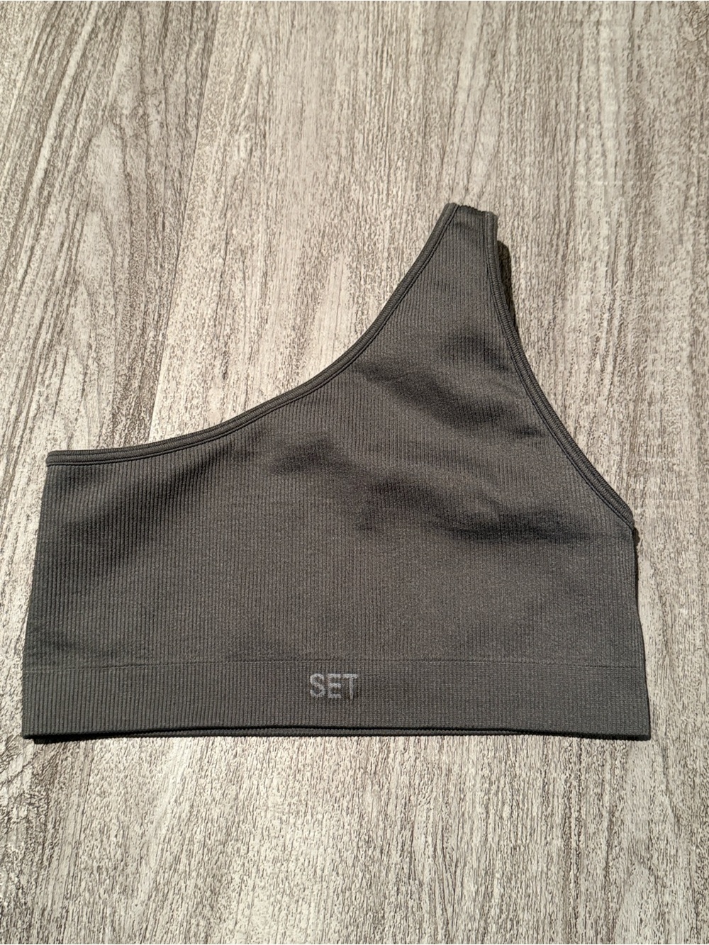 One-Shoulder SculptFlex Ribbed Bralette in Gray